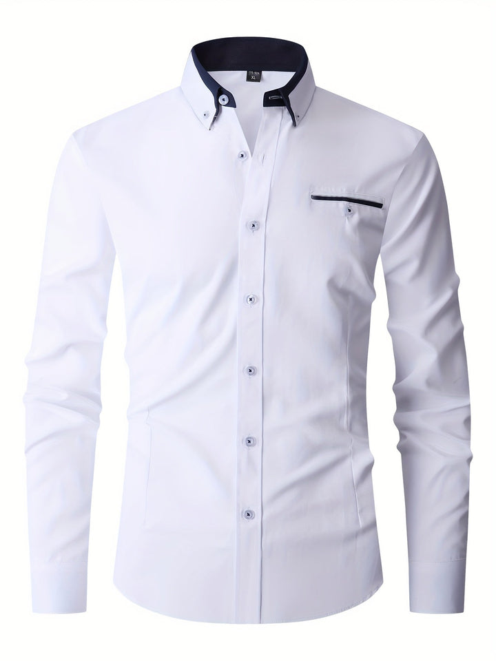 Vêtement masculin: Chemise stretch confortable et élégante pour homme, style moderne. Parfaite pour l'automne.