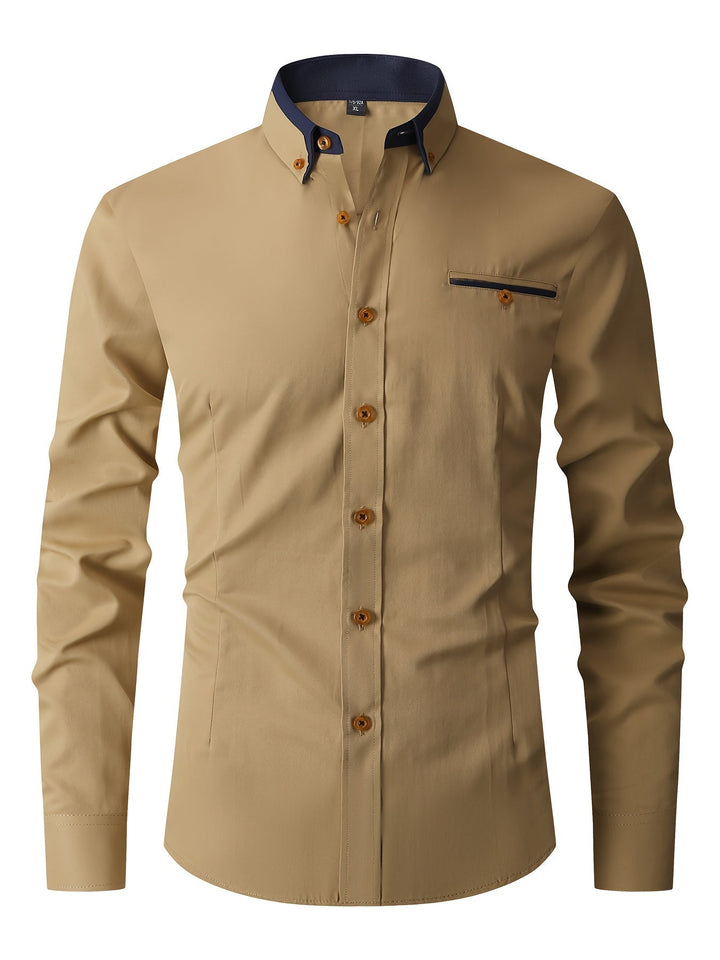 Chemise homme stretch, moderne et élégante. Vêtement masculin confortable, polyvalent pour style décontracté ou affaires.