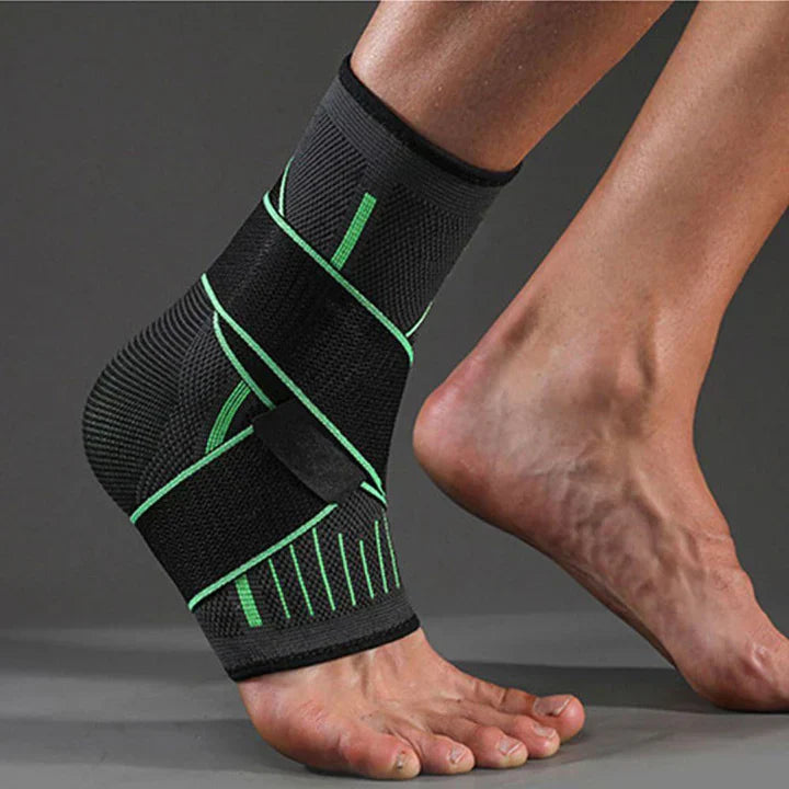 Chevillère compression pour soutien articulaire et soulagement de la douleur.  Image montrant une chevillère ajustée.