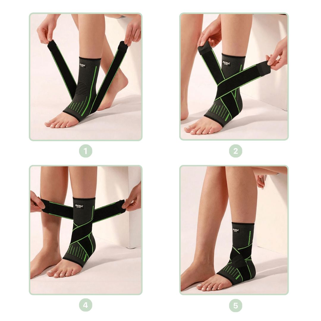 "Chevillère Ortho Compress grise élégante offrant soutien, soulagement douleur, confort pieds, s'adapte ergonomiquement."