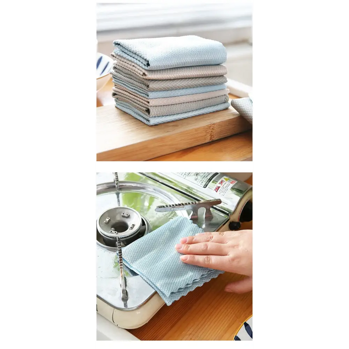 "Chiffons nettoyage microfibre bambou, doux et absorbants, idéaux pour surfaces propres et sans traces."