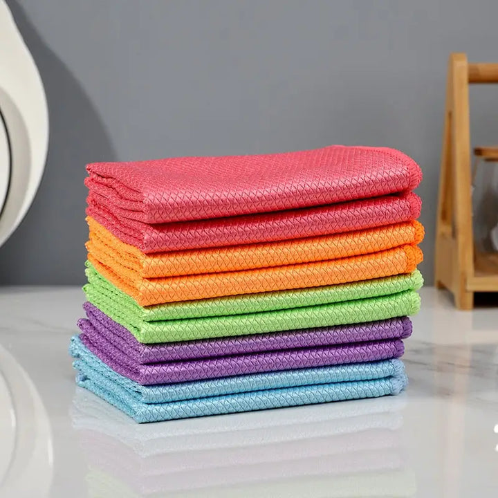 "Chiffons nettoyage microfibre bambou, doux et absorbants, idéaux pour surfaces propres et sans traces."
