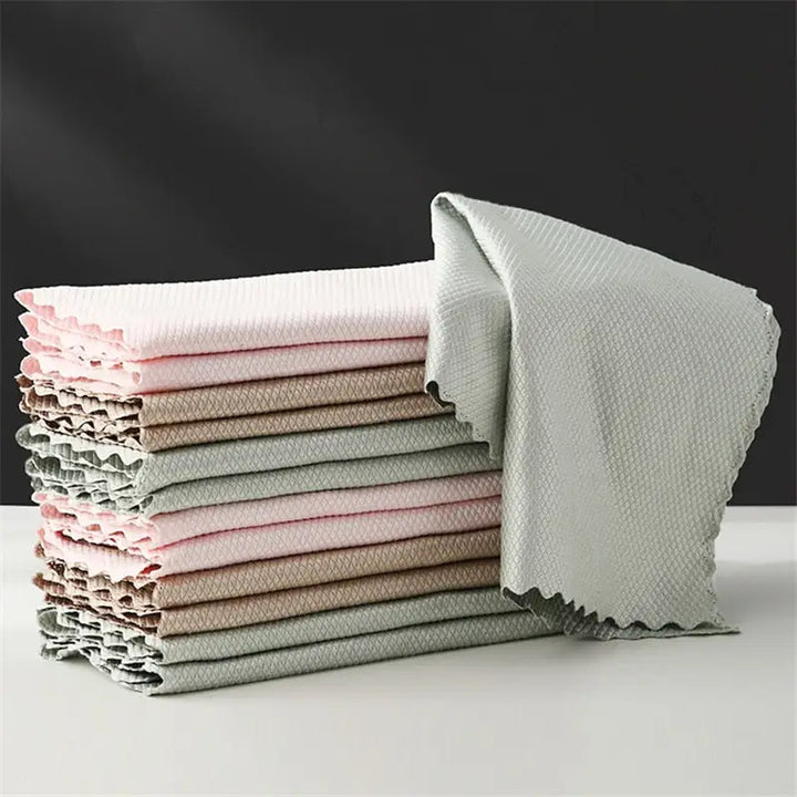 "Chiffons nettoyage microfibre bambou, doux et absorbants, idéaux pour surfaces propres et sans traces."