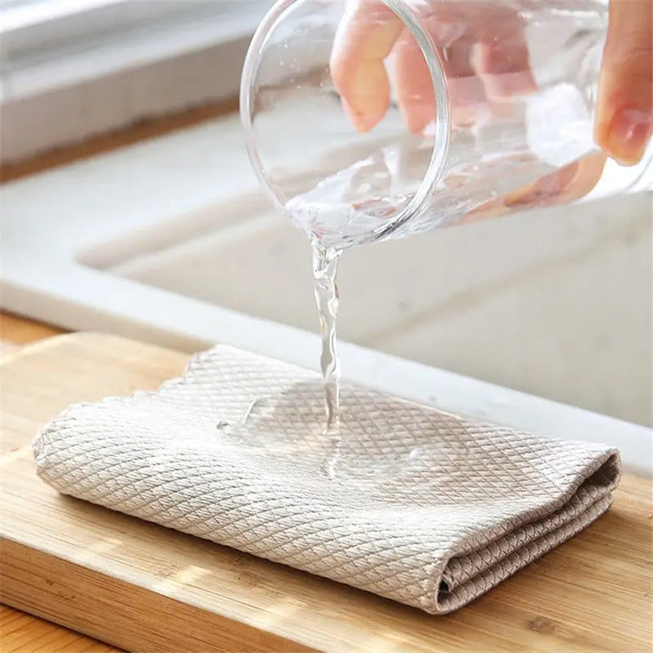 "Chiffons nettoyage microfibre bambou, doux et absorbants, idéaux pour surfaces propres et sans traces."