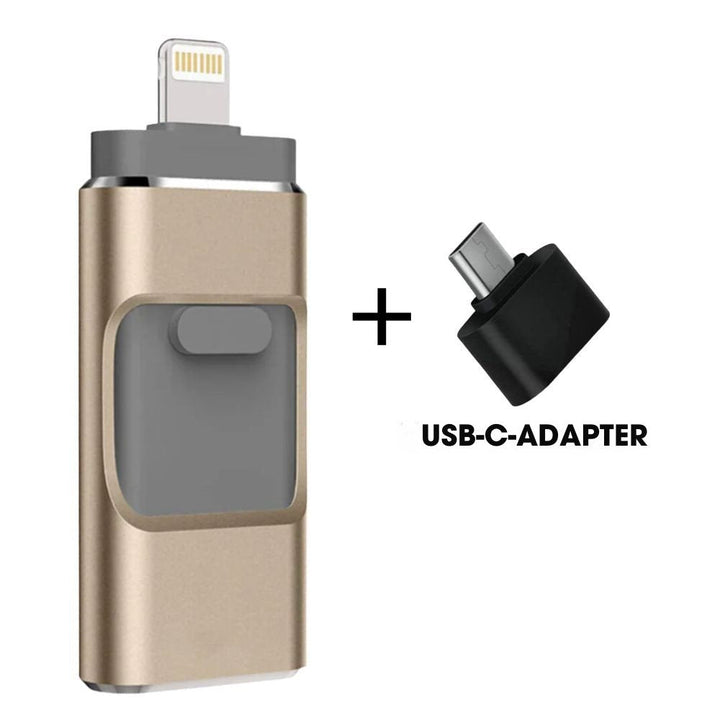 Clé USB portable pour sauvegarde facile et rapide de photos, vidéos depuis iPhone, Android ou PC.