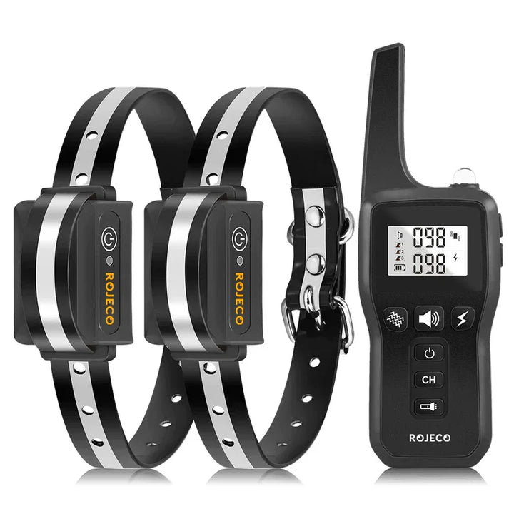 Collier dressage chien électrique, 1000m portée.  Vibration, choc (9 niveaux).  Réglable, confortable.