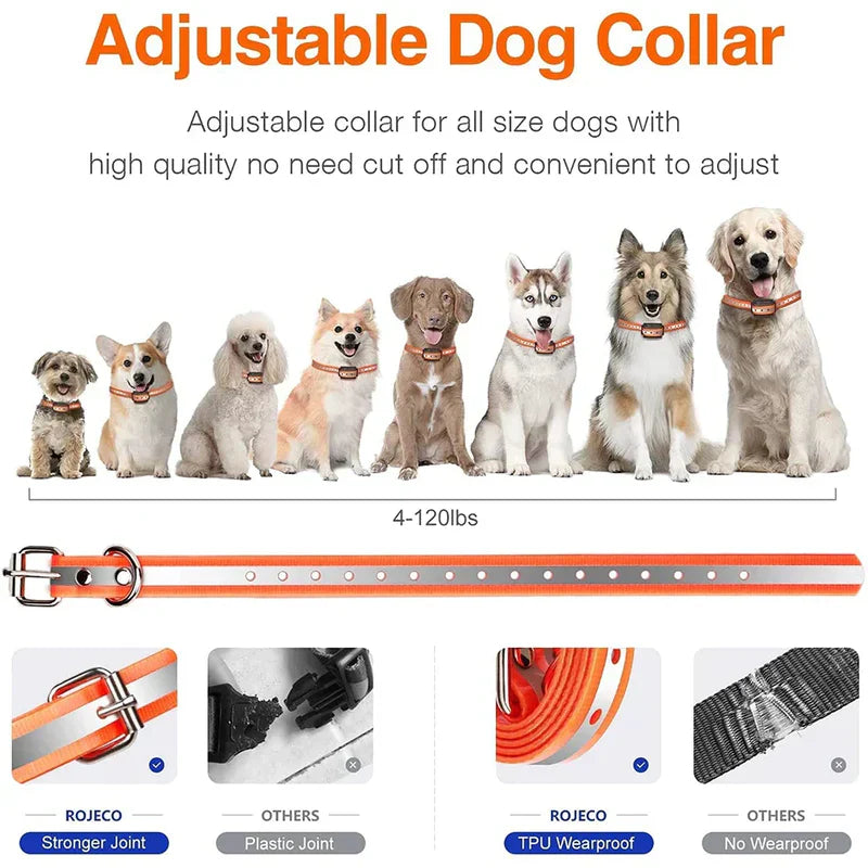 Collier dressage chien électrique, 1000m portée.  Vibration, choc (9 niveaux).  Réglable, confortable.