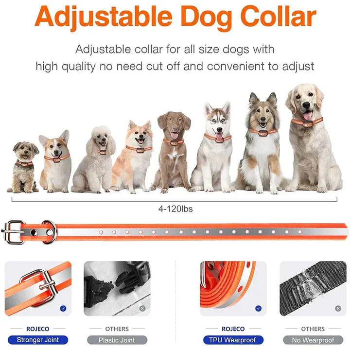 Collier dressage chien électrique, 1000m portée.  Vibration, choc (9 niveaux).  Réglable, confortable.