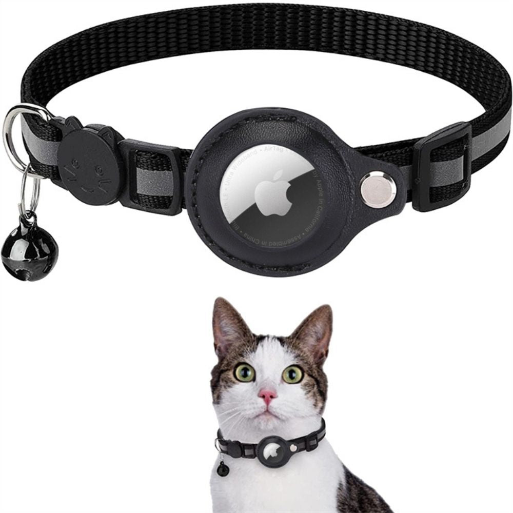 Collier GPS chat sécurisé, nylon réfléchissant, fermeture rapide, visibilité nocturne pour la sécurité.