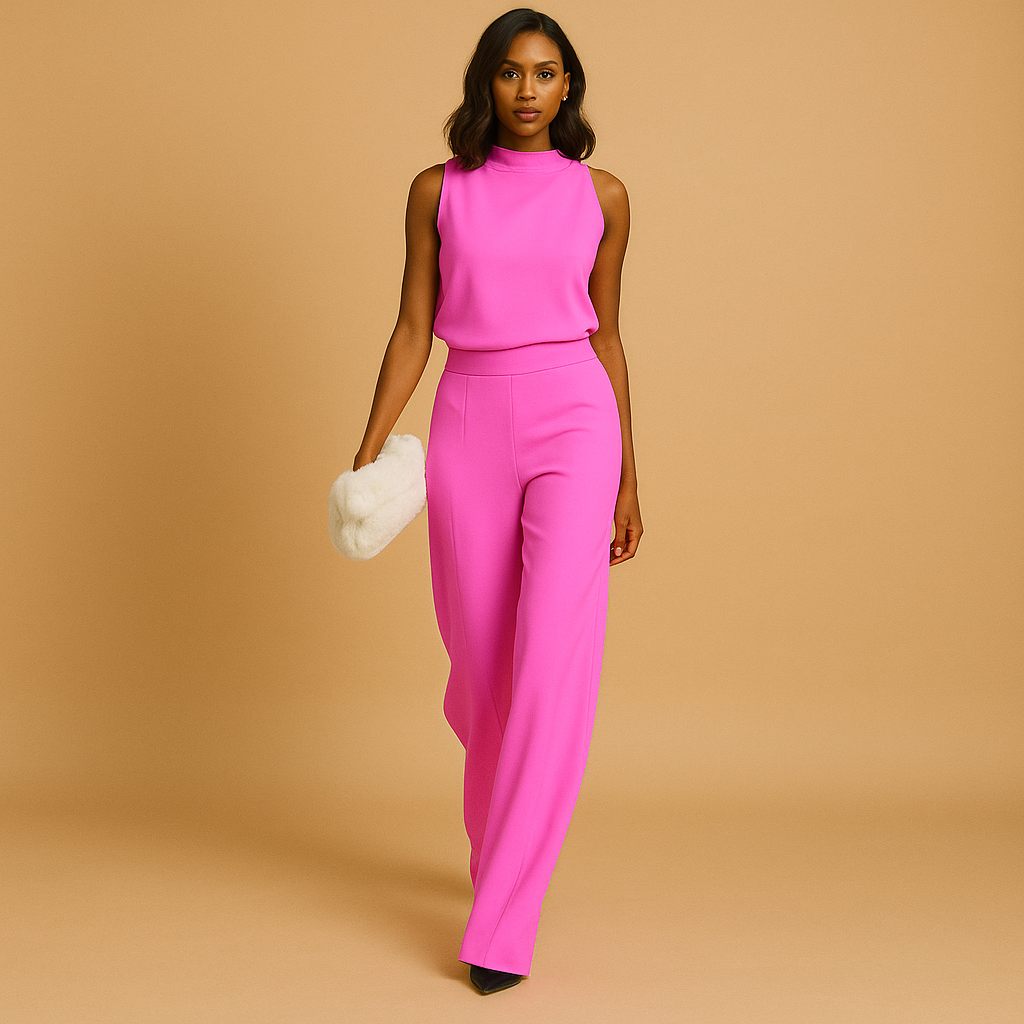 Combinaison mode pour femme, coupe large et taille haute, style chic, parfaite pour toute saison.