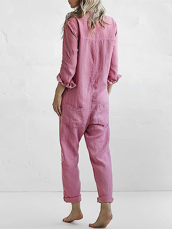 Combinaison femme confortable à manches longues, tissu doux, parfaite pour le style décontracté.