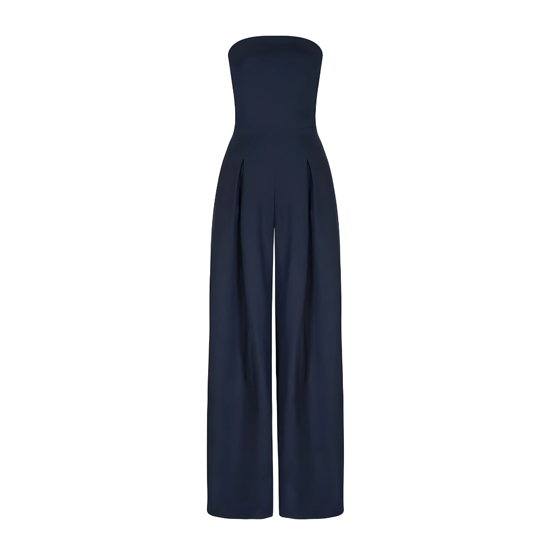 "Combinaison pantalon élégante femme sans manches, coupe droite, col foulard, tissu doux, idéale pour l'été"
