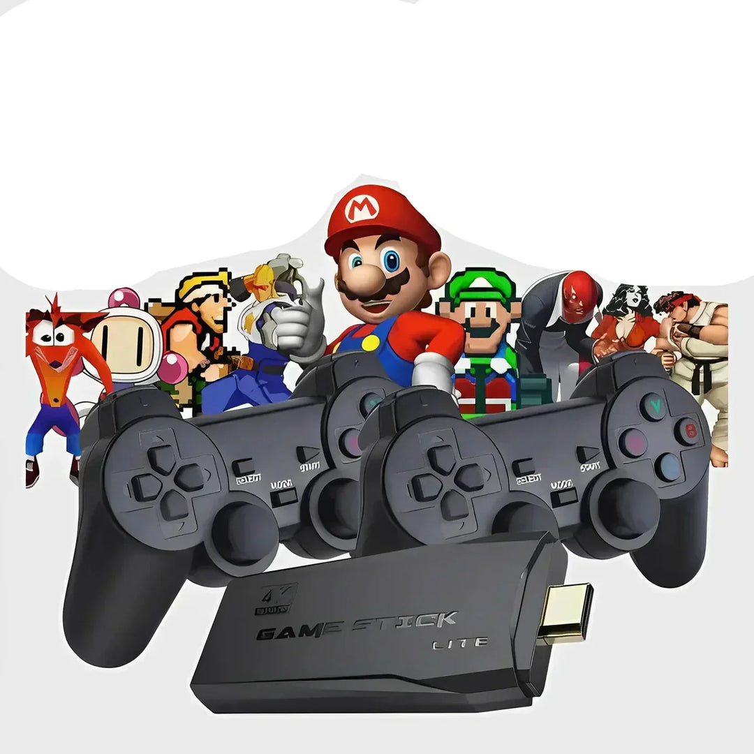 "Console de jeux rétro 4K avec manettes, plus de 20 000 jeux inclus, connectique HDMI, expérience nostalgique"