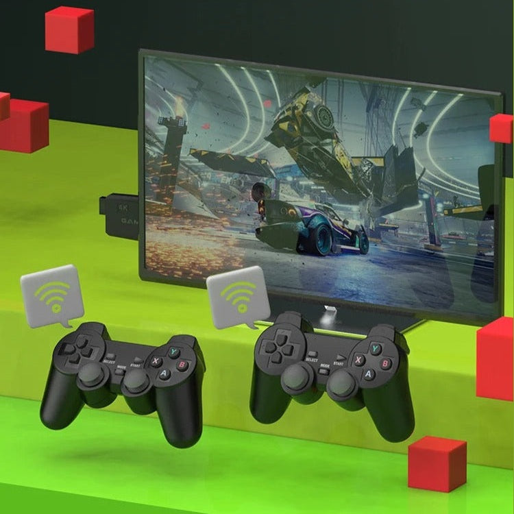 "Console de jeux rétro 4K avec manettes, plus de 20 000 jeux inclus, connectique HDMI, expérience nostalgique"