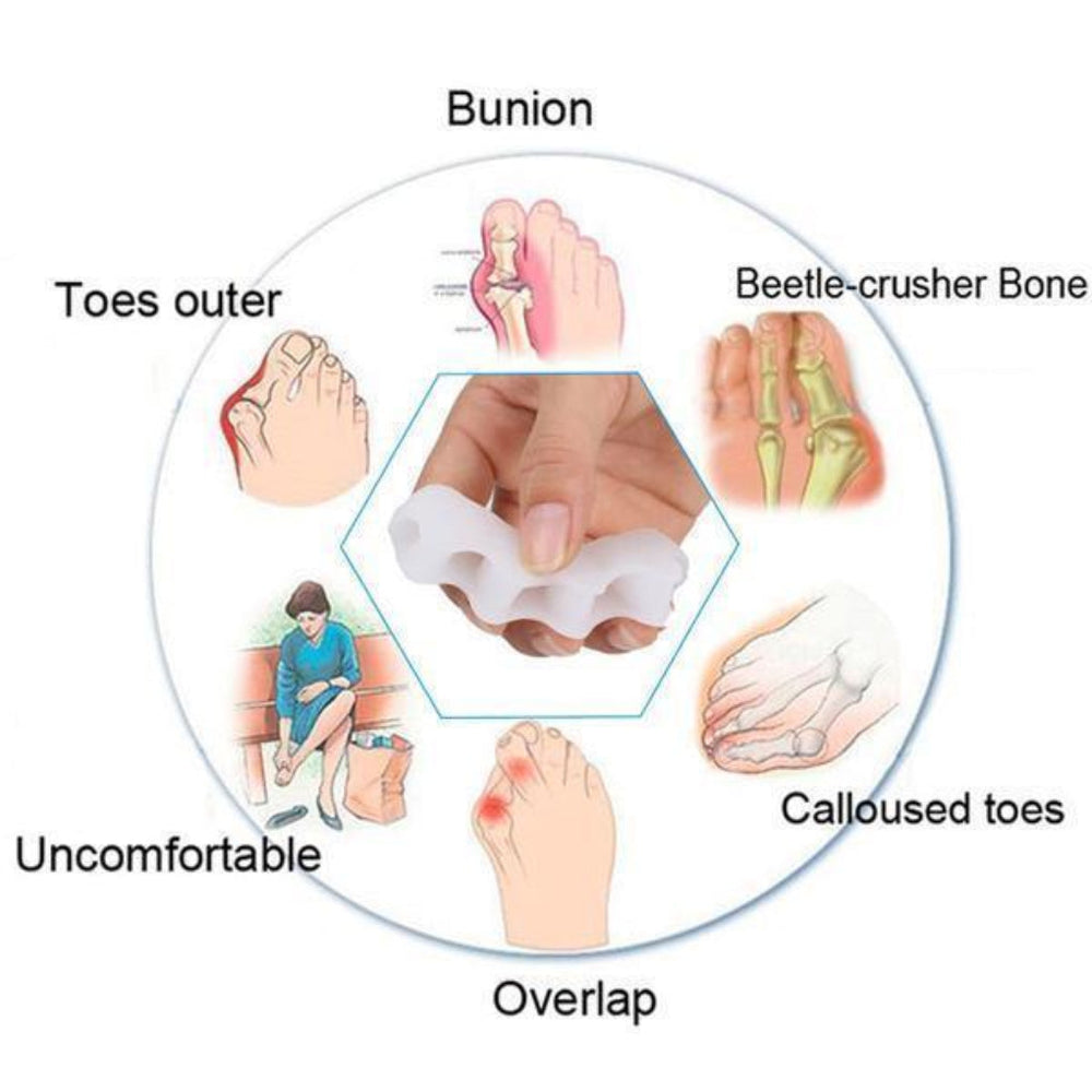 "Correcteur et séparateur d'orteils en gel de silicone doux, soulage la pression et aligne les orteils pour un confort optima