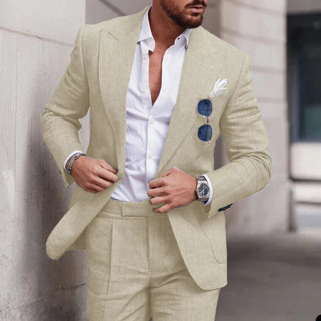 Ensemble costume homme boutonnage simple, idéal pour mariage, élégance assurée.