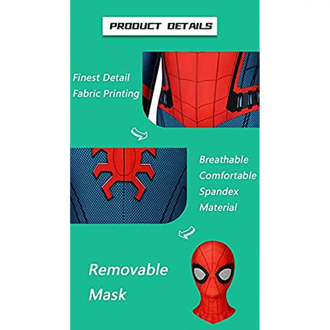 Tenue de super-héros Spider-Man rouge pour enfants. Idéal pour déguisement, Halloween, ou fête cosplay enfant.