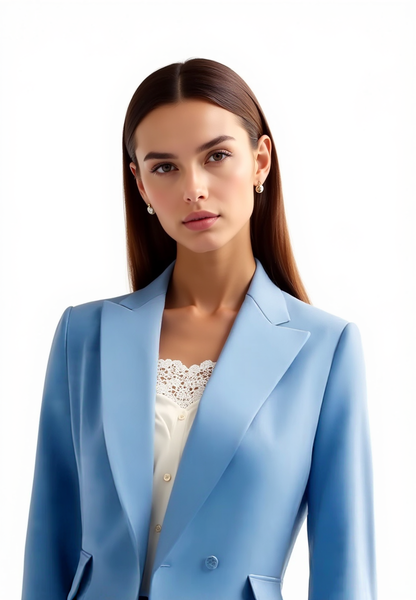 "Costume femme chic 2 pièces, blazer structuré noir et pantalon droit élégant, idéal pour un style sophistiqué et moderne."