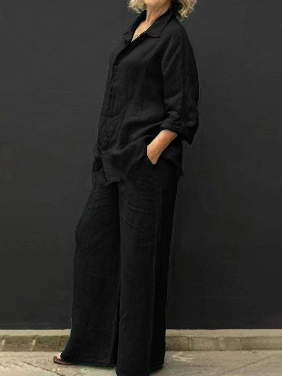 Blazer et pantalon femme en coton lin, tailleur élégant et respirant, mode femme polyvalente.