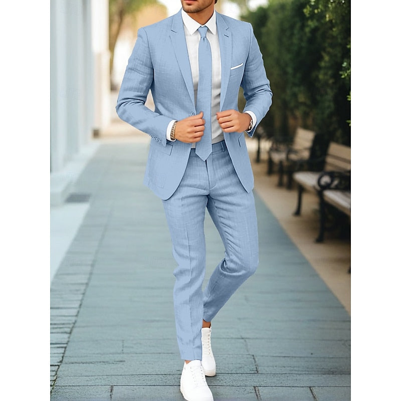 Costume homme 2 pièces décontracté, chic et confortable.  Coupe élégante, tissu respirant.  Parfait pour toutes occasions.