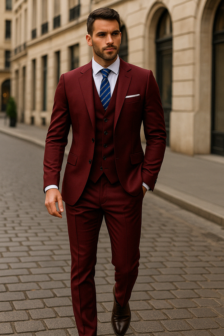 Ensemble formel noir homme, chic et intemporel. Costume 3 pièces (veston, gilet, pantalon) pour toute garde-robe.