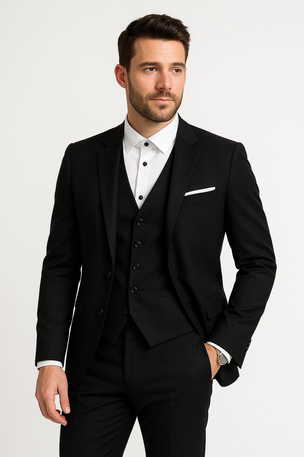 Ensemble costume homme Evert (gris, noir, bleu, khaki). Blazer, gilet, pantalon pour mode masculine chic.