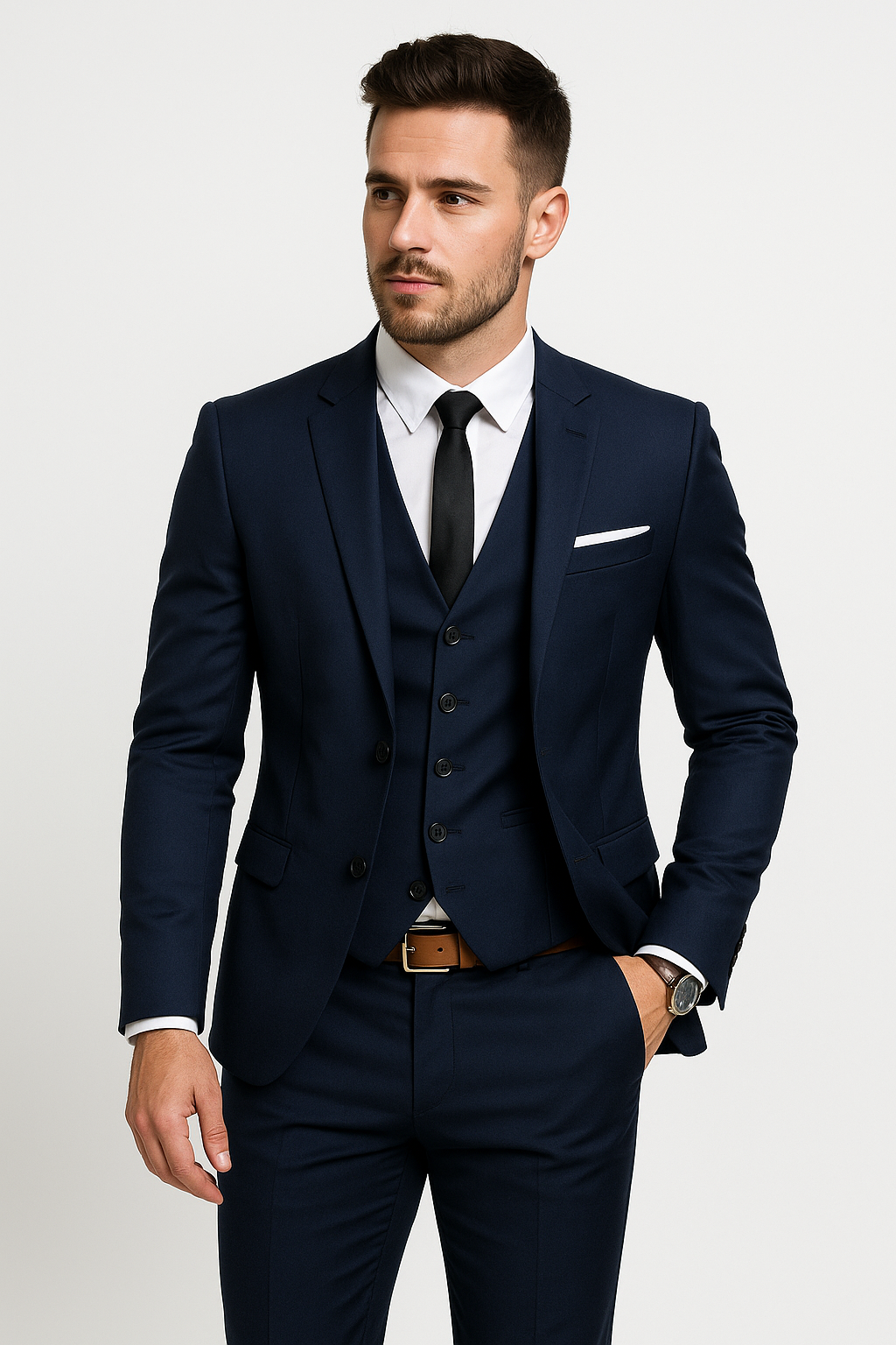 Blazer, gilet et pantalon de l'ensemble costume homme Evert. Tenue élégante cérémonie ou décontractée chic.