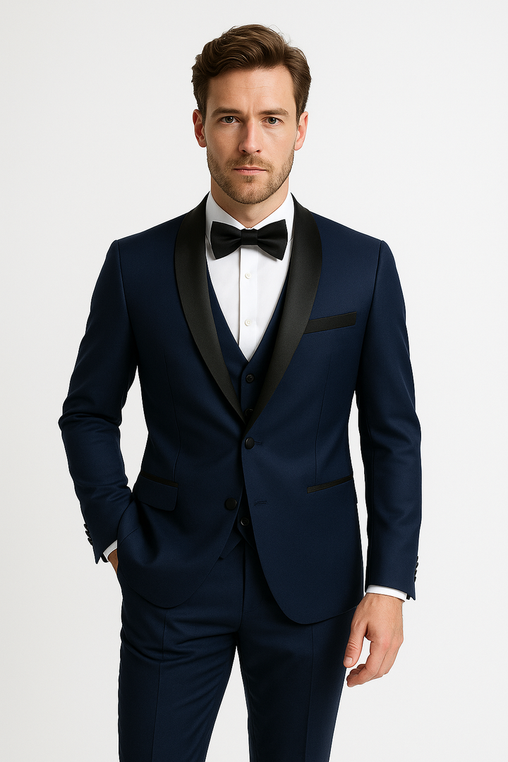 Costume d'affaires homme 3 pièces slim fit, parfait pour un look professionnel élégant et moderne au bureau.
