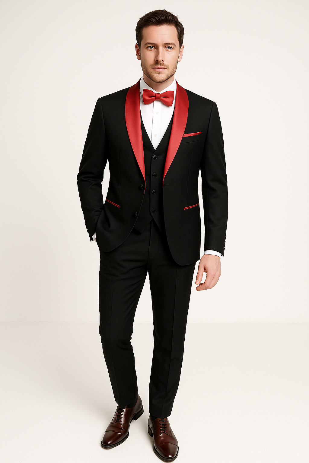 Costume homme formel 3 pièces slim fit, polyvalent pour mariage, affaires ou toute occasion exigeant un look chic.