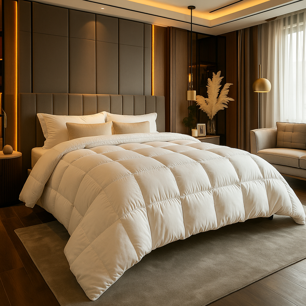 Couette luxe en duvet d'oie. Sommeil réparateur garanti.  Douceur et chaleur optimales.