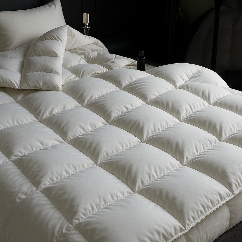 Couette luxe en duvet d'oie. Sommeil réparateur garanti.  Douceur et chaleur optimales.