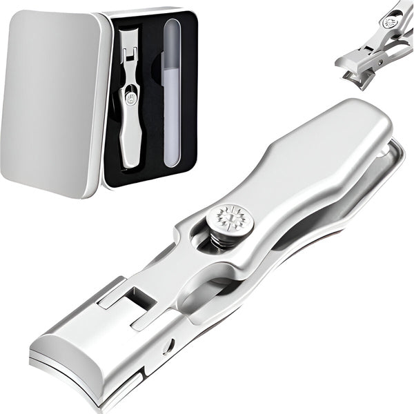 "Coupe-ongles compact en acier inoxydable, lame tranchante, design ergonomique pour précision et facilité de transport."