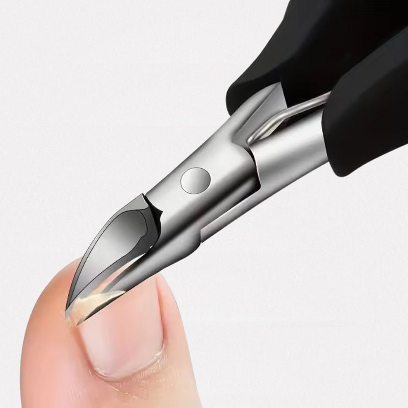 Coupe-ongles ergonomique acier inoxydable, lames précises pour ongles incarnés, taille compacte, confortable et durable.