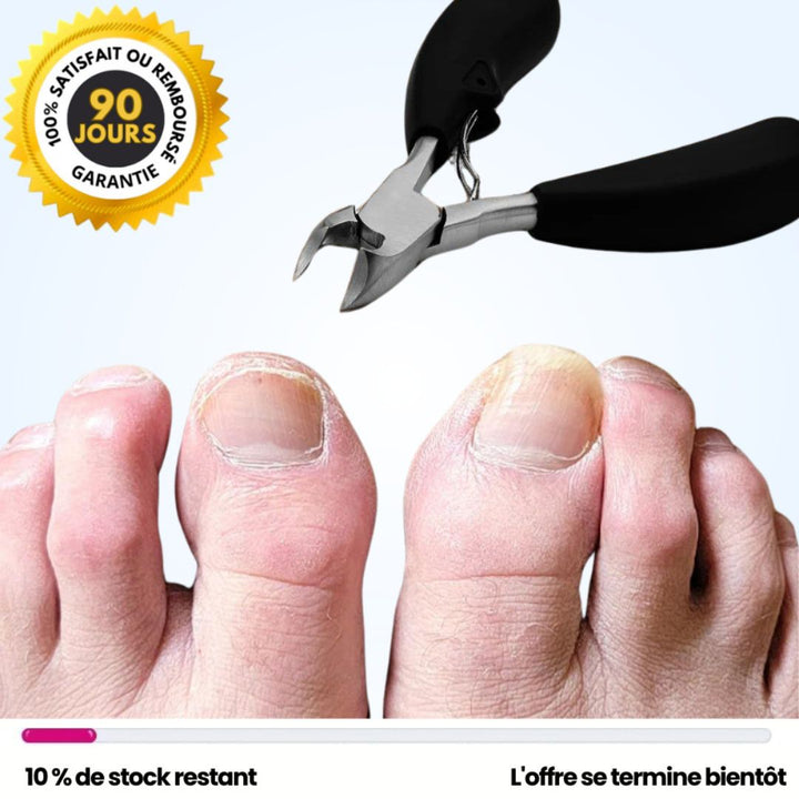 Coupe-ongles ergonomique acier inoxydable, lames précises pour ongles incarnés, taille compacte, confortable et durable.
