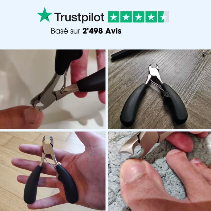 Coupe-ongles ergonomique acier inoxydable, lames précises pour ongles incarnés, taille compacte, confortable et durable.
