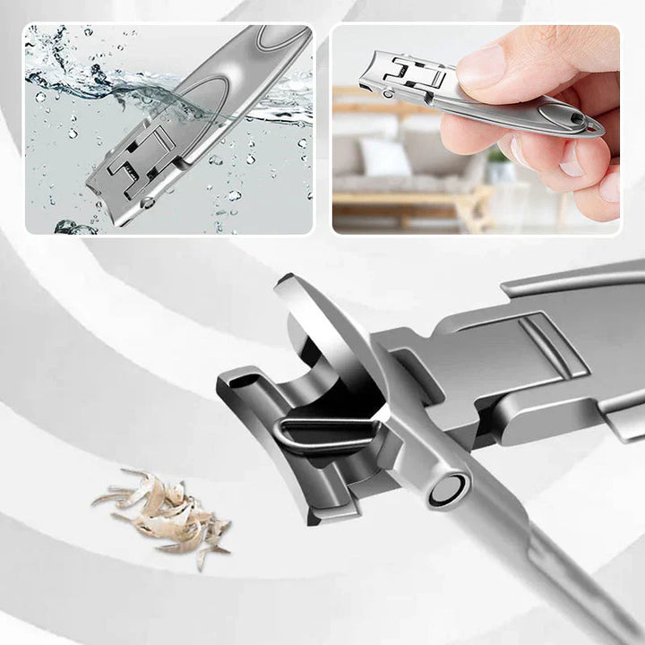 "Coupe-ongles ergonomique en acier inoxydable, design compact pour manucure précise et sans effort, confort antidérapant."