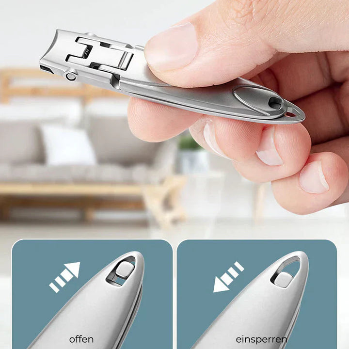 "Coupe-ongles ergonomique en acier inoxydable, design compact pour manucure précise et sans effort, confort antidérapant."