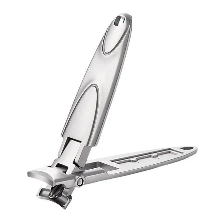 "Coupe-ongles ergonomique en acier inoxydable, design compact pour manucure précise et sans effort, confort antidérapant."