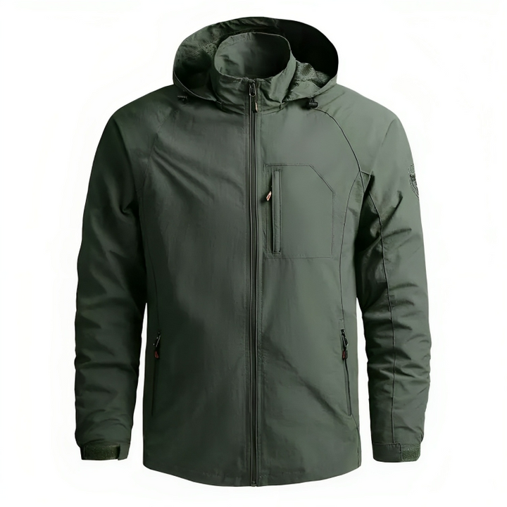 Coupe-vent homme imperméable, capuche.  Protection contre pluie et vent. Design moderne et élégant.
