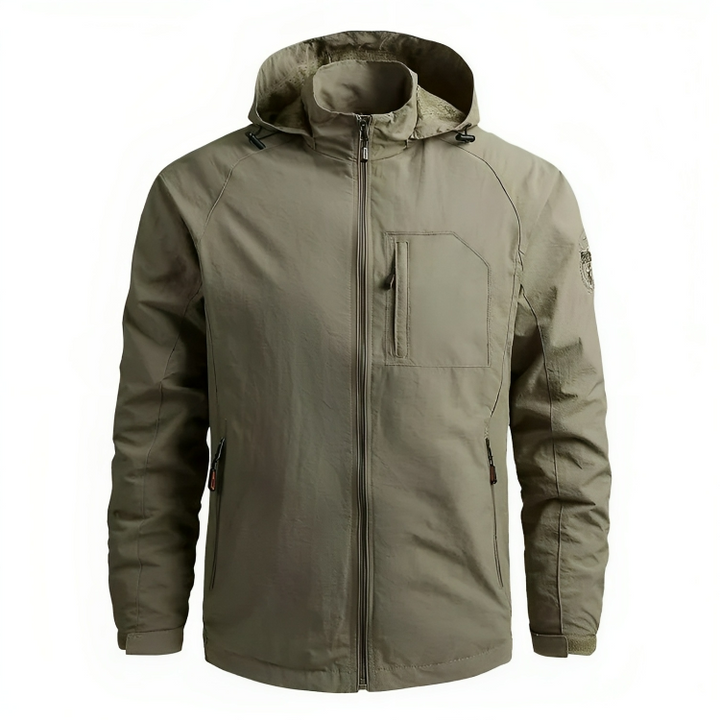 Coupe-vent homme imperméable, capuche.  Protection contre pluie et vent. Design moderne et élégant.