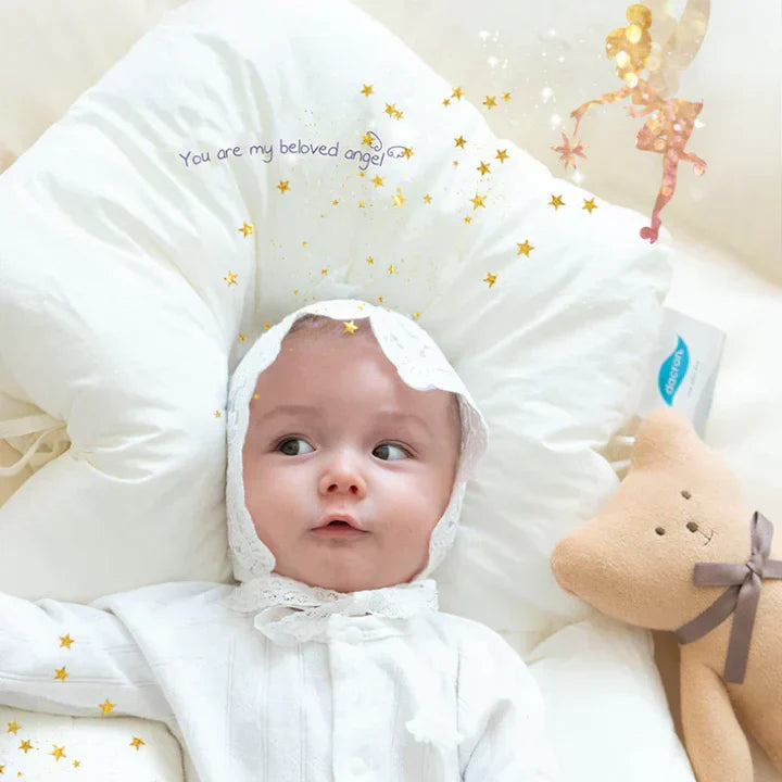 Coussin câlin bébé, hygiène et confort apaisant pour un sommeil paisible du nouveau-né.