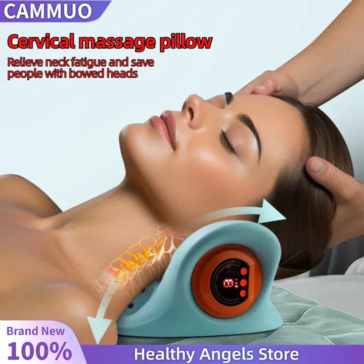 Coussin cervical ergonomique. Soulage nuque & épaules. Points de massage.
