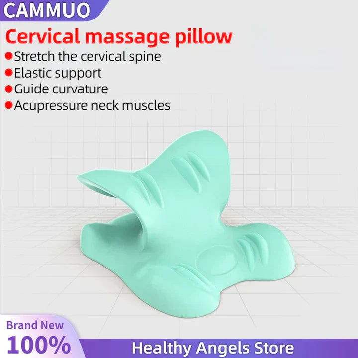 Coussin cervical ergonomique. Soulage nuque & épaules. Points de massage.