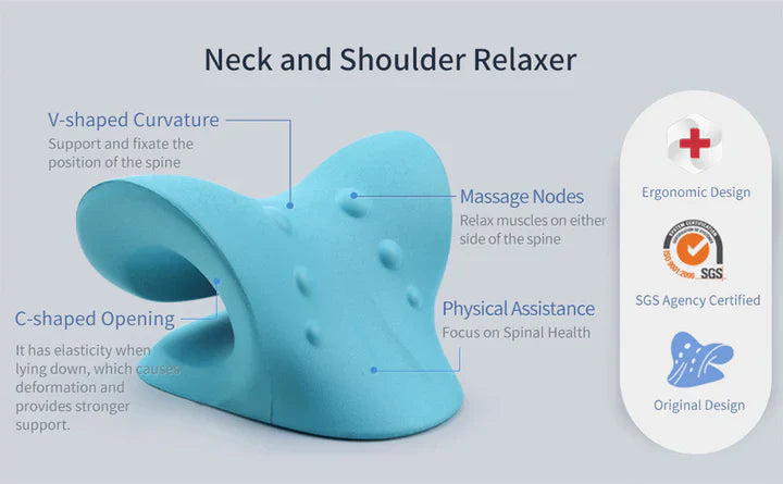 Coussin cervical ergonomique. Soulage nuque & épaules. Points de massage.