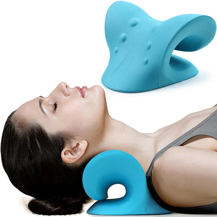 Coussin cervical ergonomique. Soulage nuque & épaules. Points de massage.