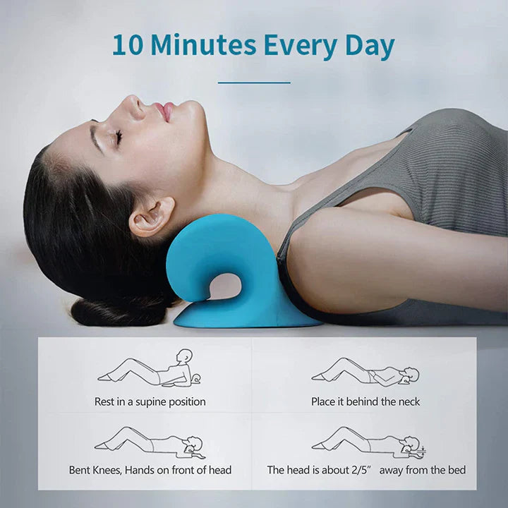 Coussin cervical ergonomique. Soulage nuque & épaules. Points de massage.