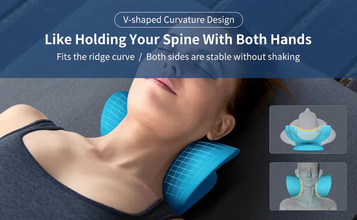 Coussin cervical ergonomique. Soulage nuque & épaules. Points de massage.