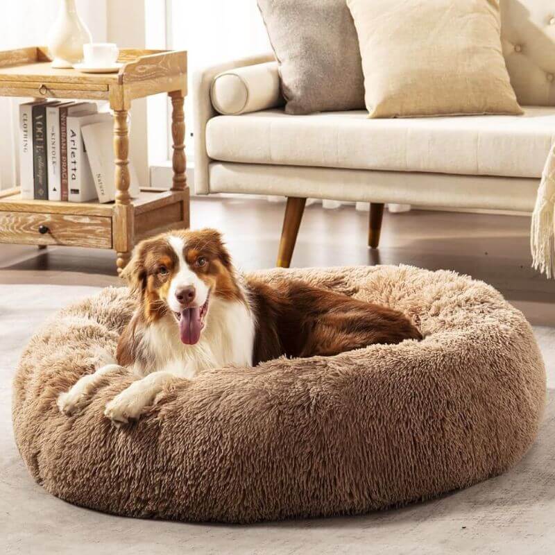 Coussin confortable pour chien, anti-stress.  Design apaisant, idéal pour un sommeil paisible.