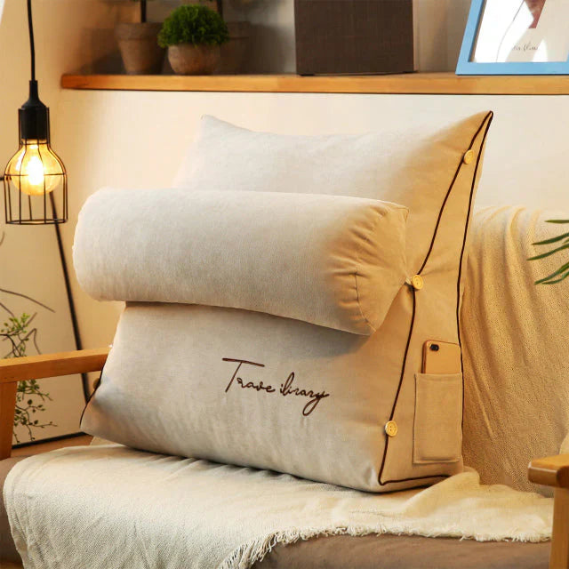 Coussin dorsal ergonomique coin, soutien lombaire, confort optimal, posture améliorée.
