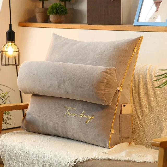 Coussin dorsal ergonomique coin, soutien lombaire, confort optimal, posture améliorée.
